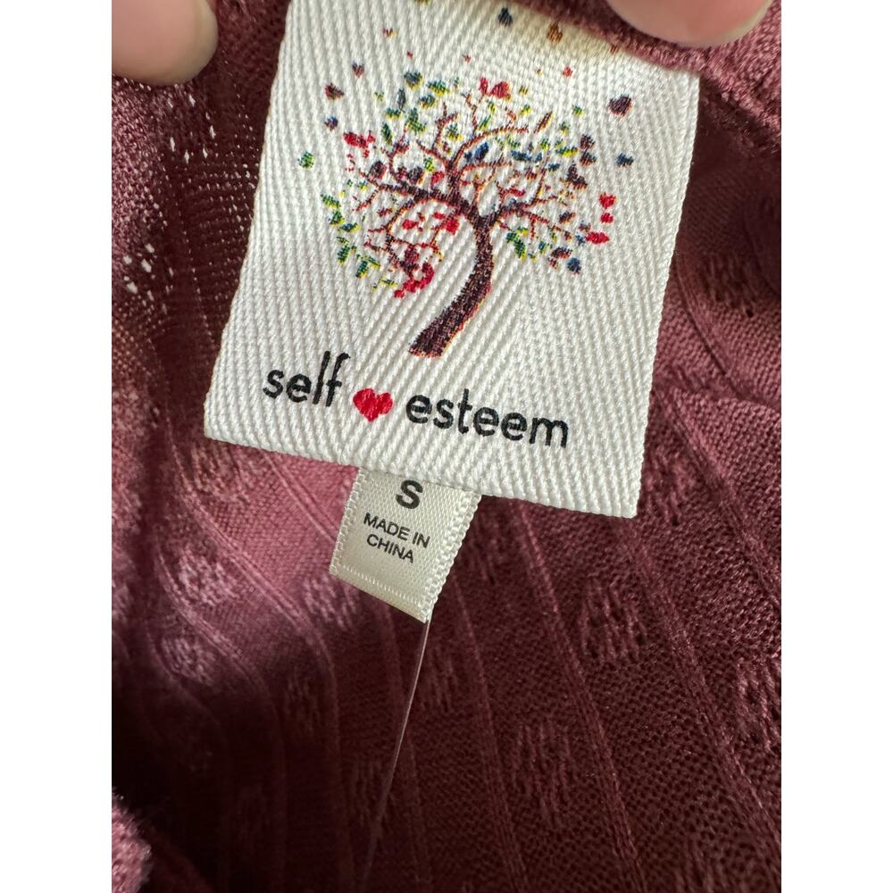 Self Esteem Womens Cardigan Sz S‎ Rose Brown Pointelle Double Tie Y2K NEW 90s - Picture 7 of 9